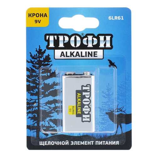 Батарейка Трофи Alkaline 6LR61-1BL C0034928 1 шт в Техношок