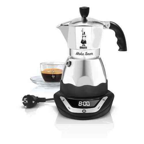 Гейзерная кофеварка Bialetti Moka Timer 6 Silver в Техношок